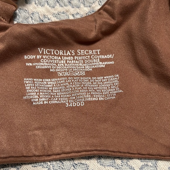 Victoria’s Secret Body by Victoria Lined Perfect Coverage Brown Bra Size 34DDD - Picture 5 of 6